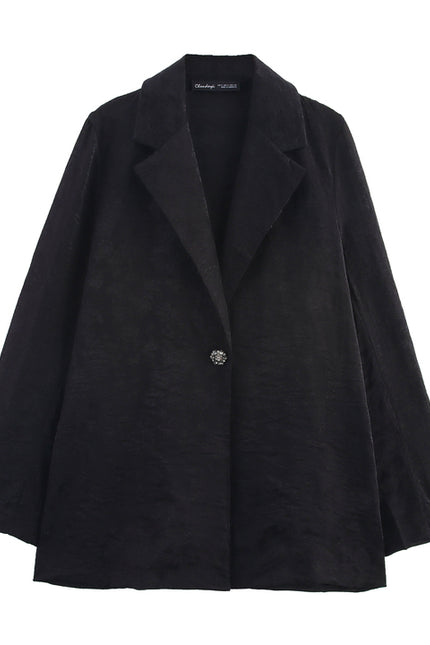 Single Button Long Sleeve Notched Collar Black Color Casual Fashion blazer Jacket for Women