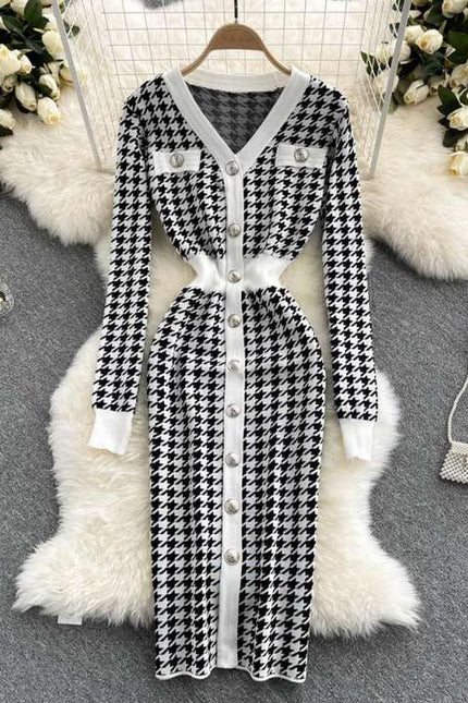 New Arrival Autumn Winter Cardigan Long Sleeve Sweater Dress Women Clothing
