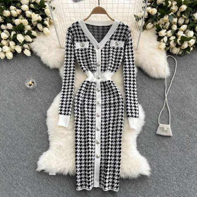 New Arrival Autumn Winter Cardigan Long Sleeve Sweater Dress Women Clothing