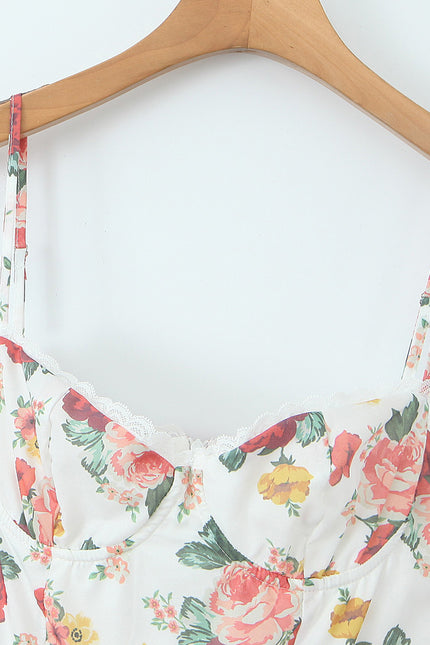 Floral Print Spaghetti Strap Multi Color Casual Fashion Cotton Ladies Mini slip Dress
