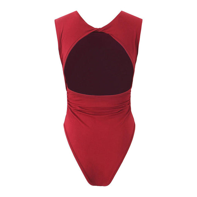 2 Colorway Solid Color Back Hollow Out Sleeveless Crew Neck Casual Fashion Elegant Women One Piece Jumpsuit