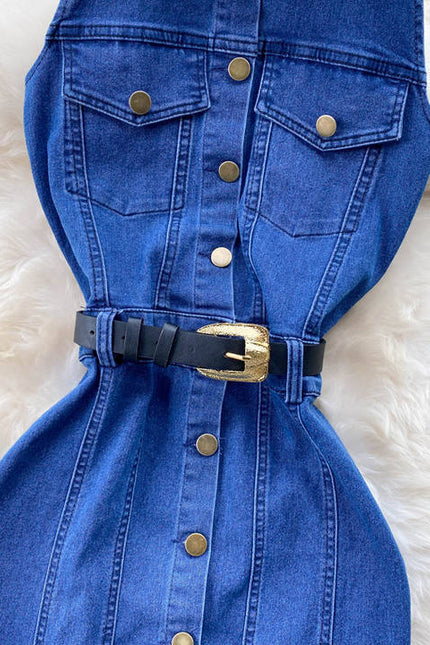 Vestido de denim feminino, sensual vestido casual elegante, de alça única, para mulheres, lace up, controlado na cintura, moda de emagrecimento