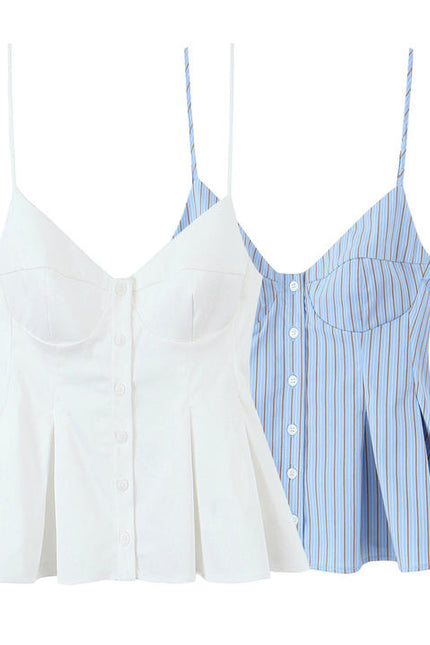 2 Colorway Spaghetti Strap Buttons up Casual Fashion Women's tank Tops