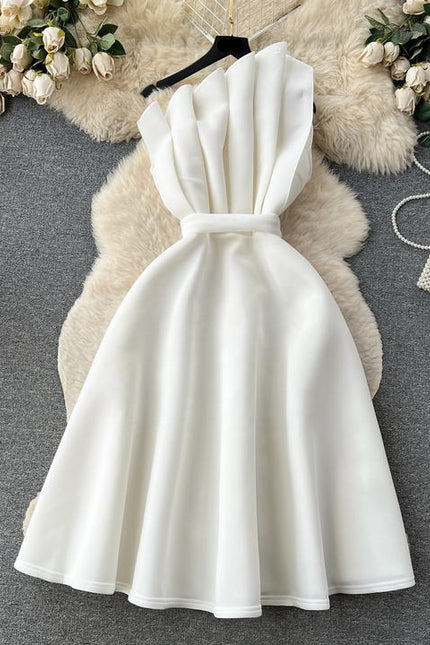 Wholesale Summer Temperament Backless Oblique Neck Single Shoulder Slim Slim Sleeveless Air Layer A-line Dress