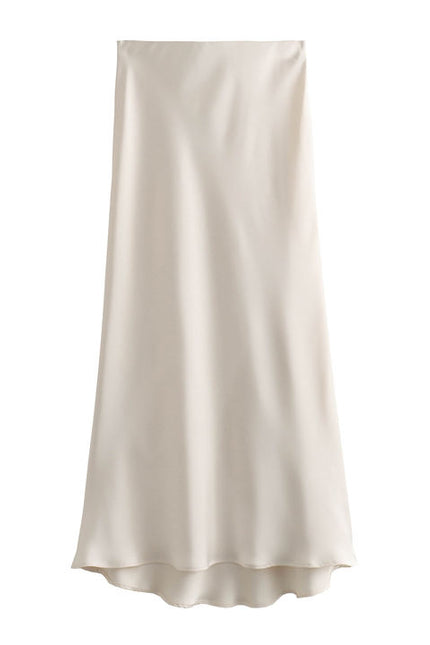 23 Colorway Solid Color Elastic Waist Silky Casual Fashion Satin Long Skirts for Women