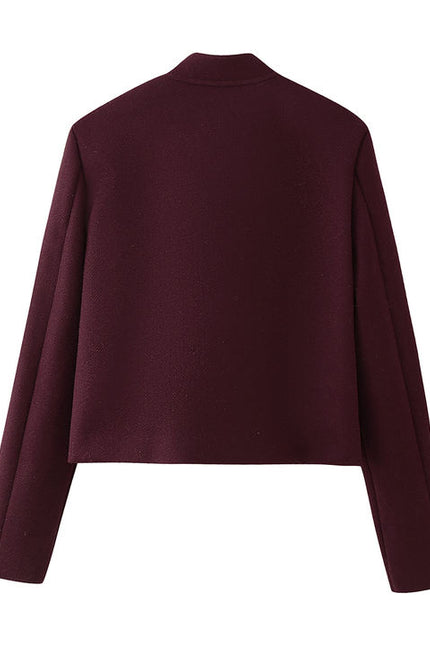 Stand Color Long Sleeve Single Breasted Front Pockets Casual Fashion Jacket for Women