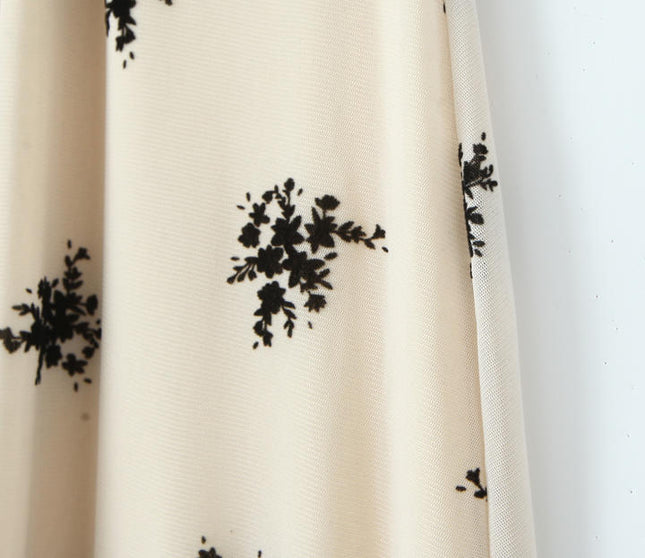 Shoulder Strap Floral Print Beige Color Casual Fashion Midi slip Dress for Women