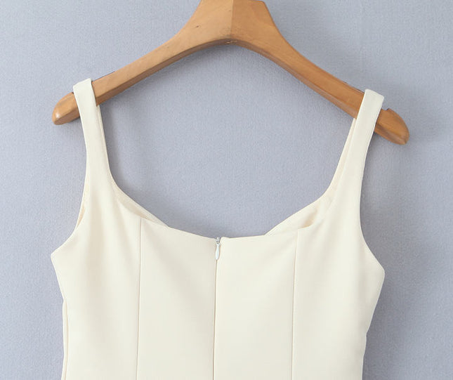 2 Colorway Shoulder Strap Solid Color Front Hollow Out Casual Fashion Mini slip Dress for Women