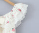 Front Bow Tie Floral Print White Color Slash Neck Casual Fashion Summer Cotton Mini Dress for Women