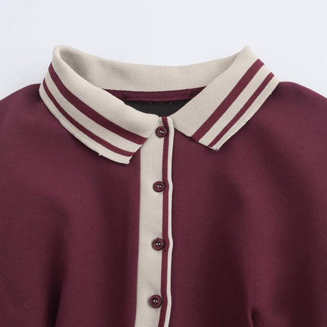 Turn Down Collar Short Sleeve Solid Color Bottom Pleated Casual Fashion Summer Mini Dress for Women