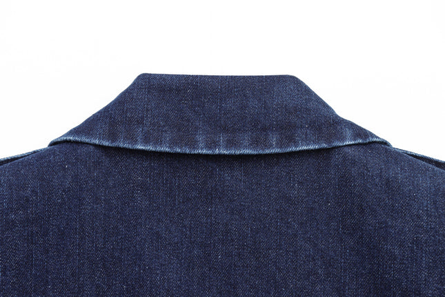 Single Button Denim Blue Color Notched Collar Casual Fashion Jeans Vest Waistcoat for Women