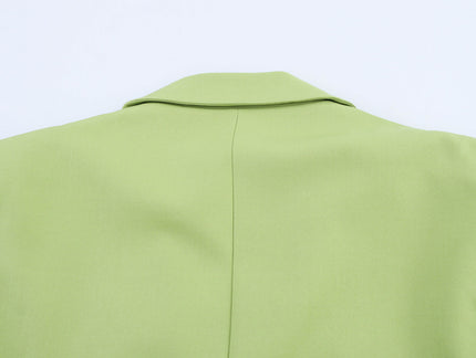 Single Breasted Green Color Notched Collar Long Sleeve Casual Fashion blazer Jacket for Women