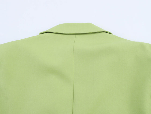 Single Breasted Green Color Notched Collar Long Sleeve Casual Fashion blazer Jacket for Women