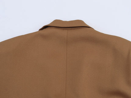 Brown Color Long Sleeve Notched Collar Sashes Casual Fashion blazer Jacket for Women