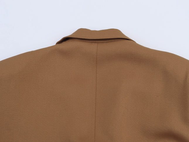 Brown Color Long Sleeve Notched Collar Sashes Casual Fashion blazer Jacket for Women