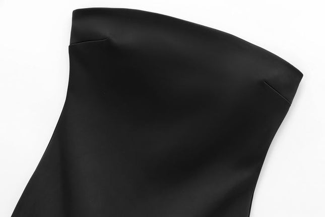 Mini vestido de verano de moda informal de gran oferta de Color negro con cuentas sin tirantes para mujer