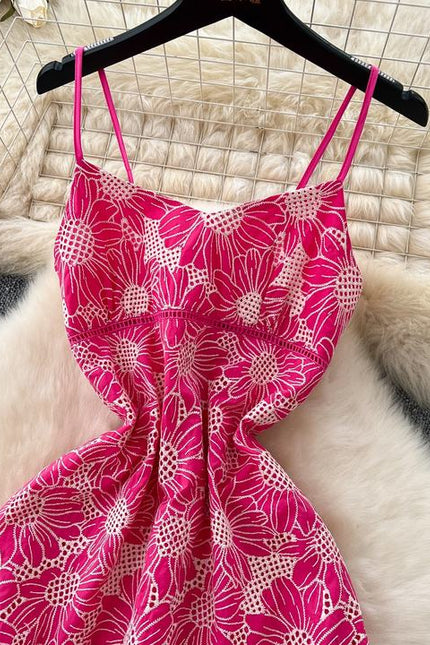 French Premium Embroidery Hollow Out Backless Halter Vacation Elegant Long Dresses for Women