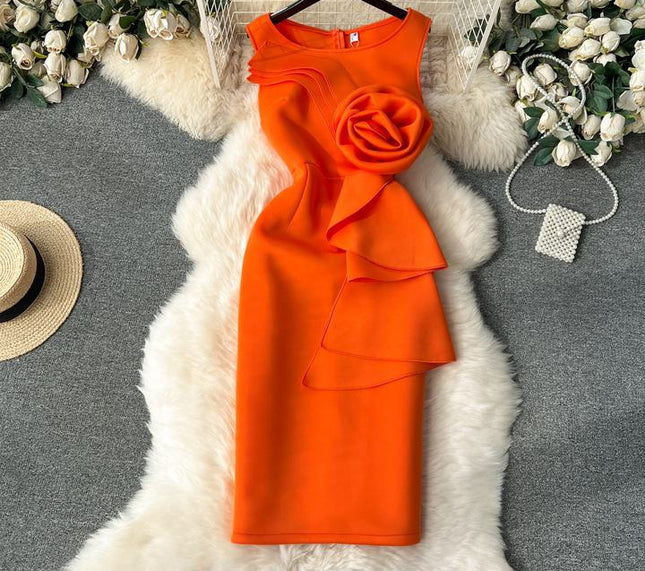 Plus Size High Quality Casual Slit Slim Hip Midi Dress Women Sleeveless Empire Vestidos Clothes Women