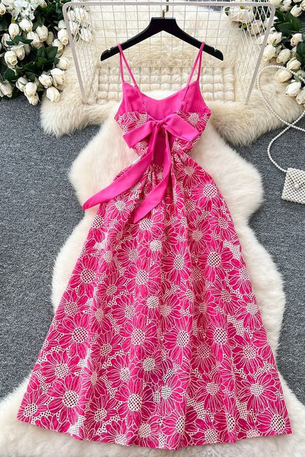 French Premium Embroidery Hollow Out Backless Halter Vacation Elegant Long Dresses for Women