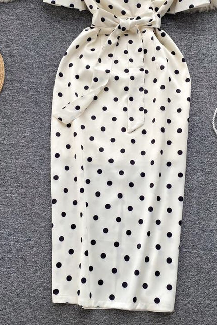 Summer Latest V Neck Short Sleeve Straight Casual Polka Dot Summer Dress