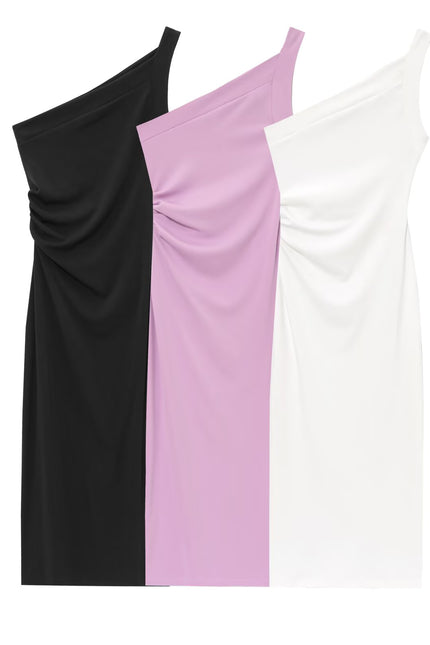 3 Colorway Asymmetrical Design Solid Color Sleeveless Casual Fashion Summer Long Dress for Women