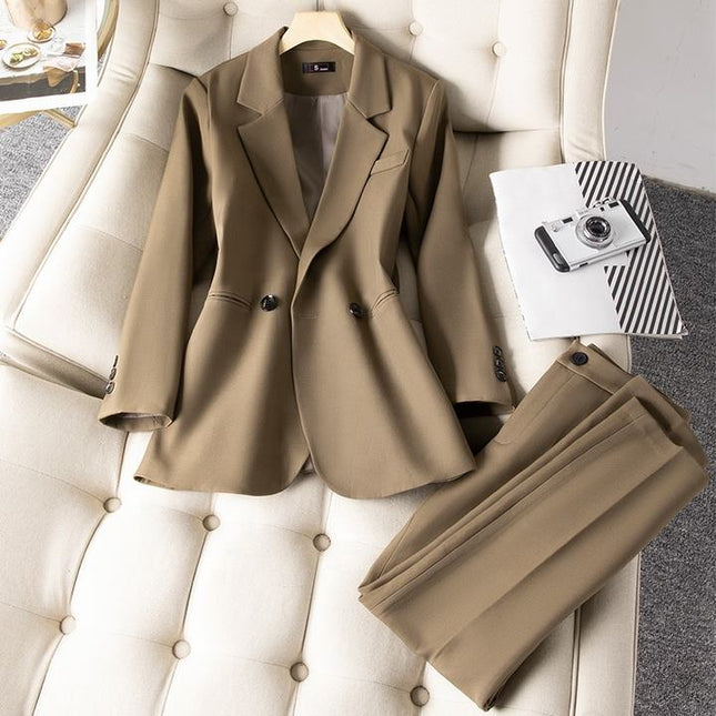 Fashion Office Career Suit Women's Spring and Autumn New Suit Blazers Two Pieces