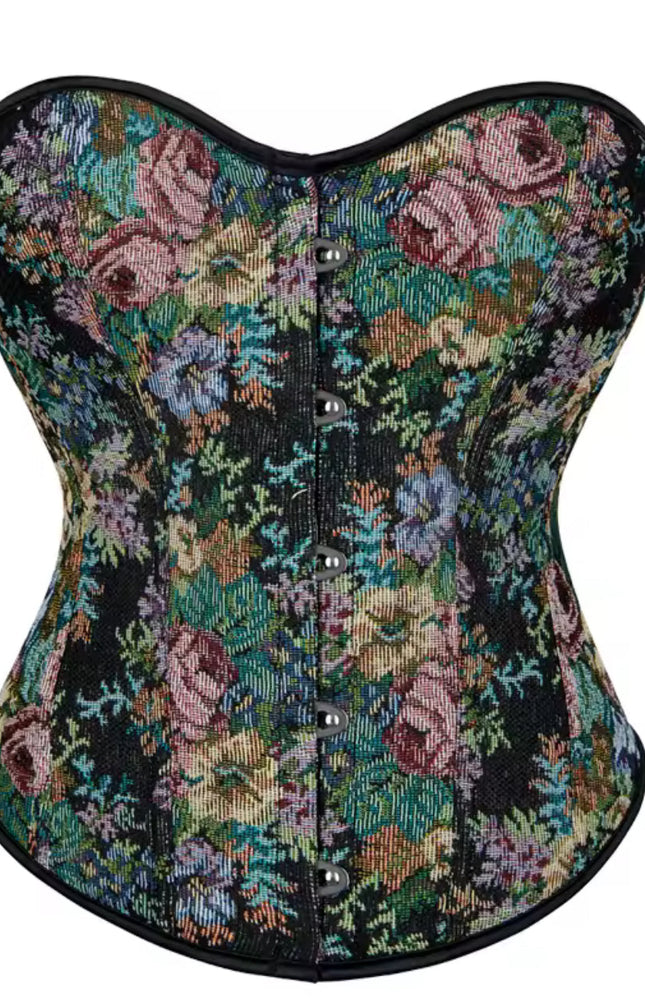 Dark Floral Lace-Up Bustier – Renaissance Corset Top