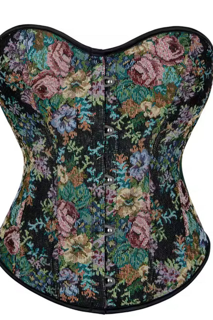 Dark Floral Lace-Up Bustier – Renaissance Corset Top