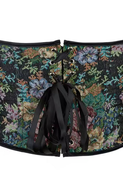 Dark Floral Lace-Up Bustier – Renaissance Corset Top