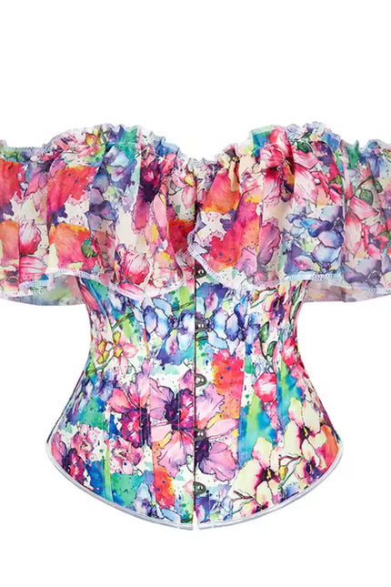 Fuchsia Floral Victorian Corset