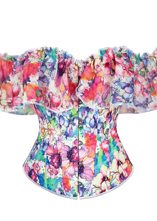 Fuchsia Floral Victorian Corset