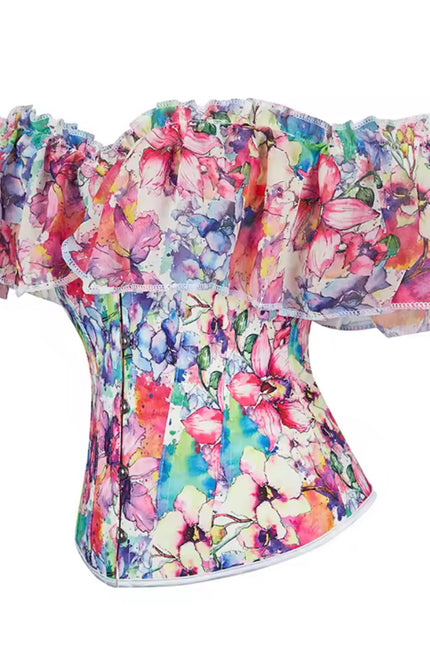 Fuchsia Floral Victorian Corset