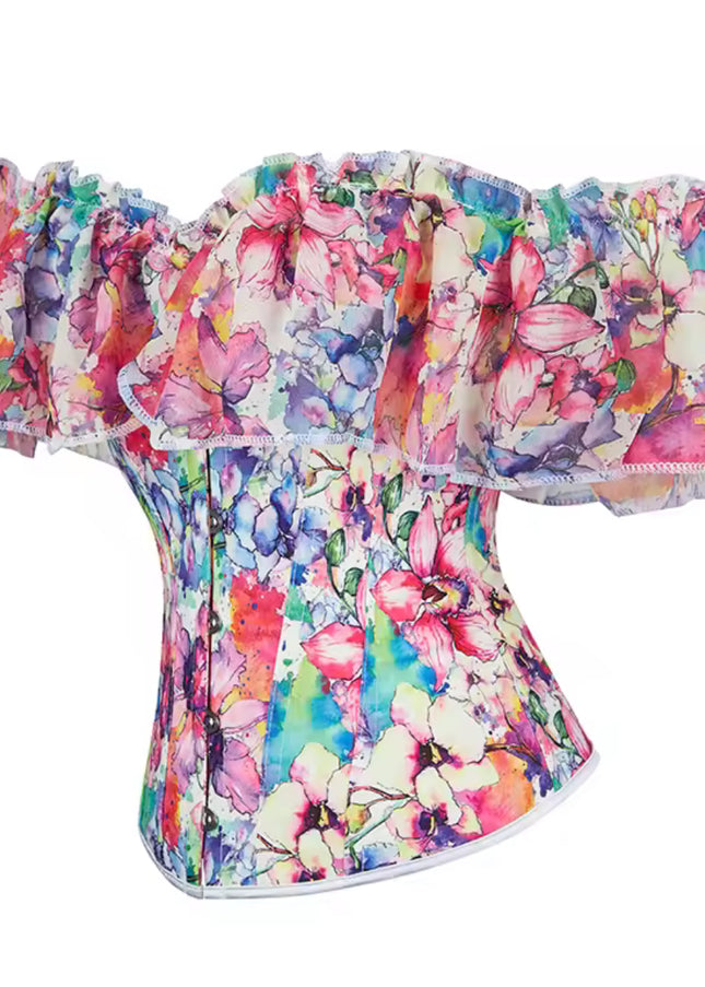 Fuchsia Floral Victorian Corset