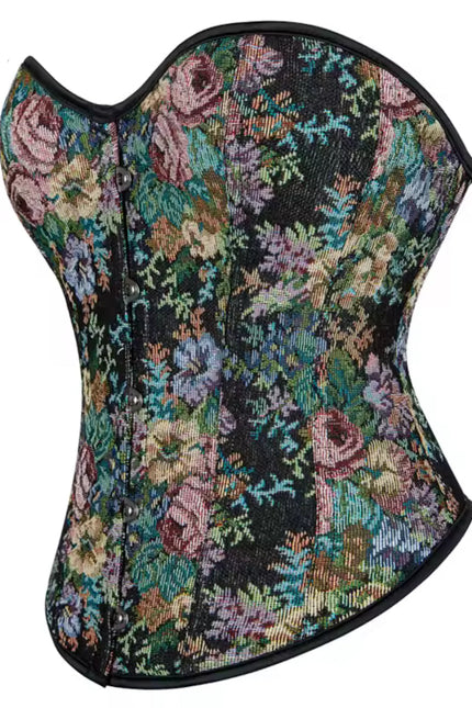 Dark Floral Lace-Up Bustier – Renaissance Corset Top