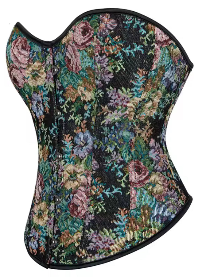 Dark Floral Lace-Up Bustier – Renaissance Corset Top