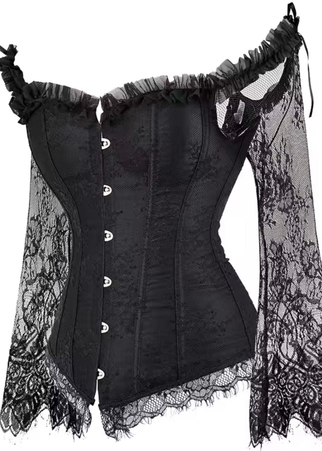 Overbust Corset – Floral Lace & Long Sleeves