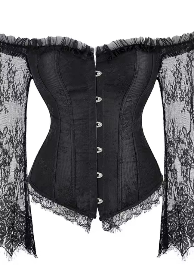 Overbust Corset – Floral Lace & Long Sleeves