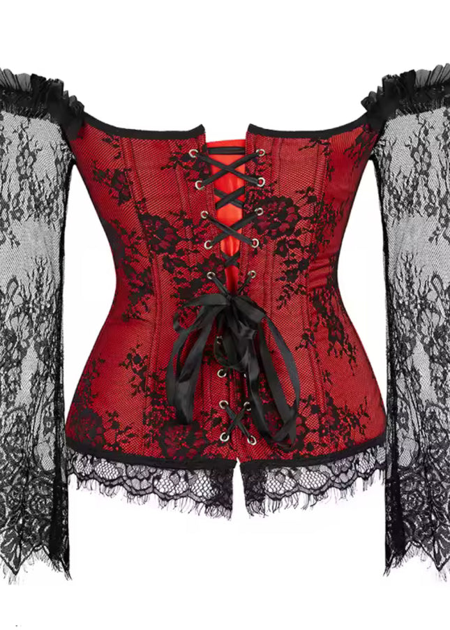 Overbust Corset – Floral Lace & Long Sleeves