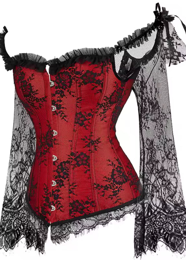 Overbust Corset – Floral Lace & Long Sleeves