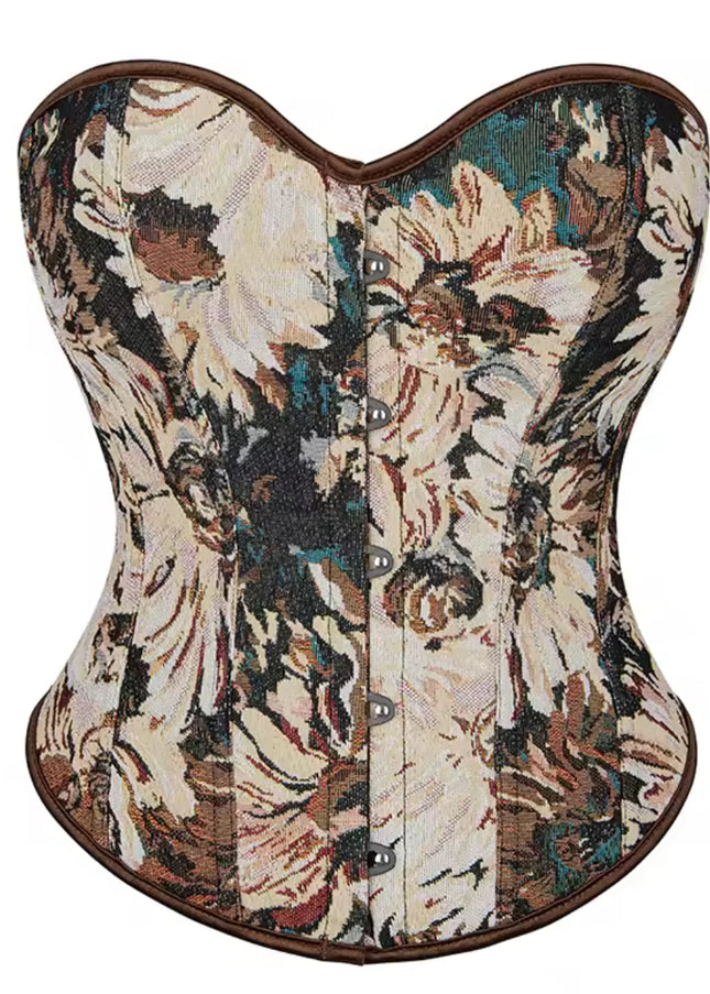 Vintage Floral Denim Corset Top