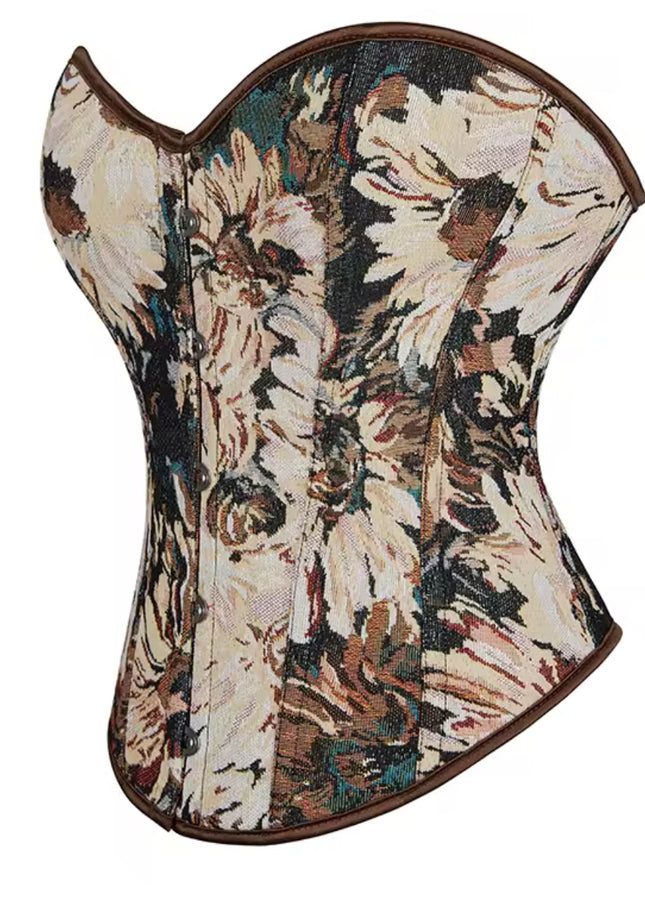 Vintage Floral Denim Corset Top