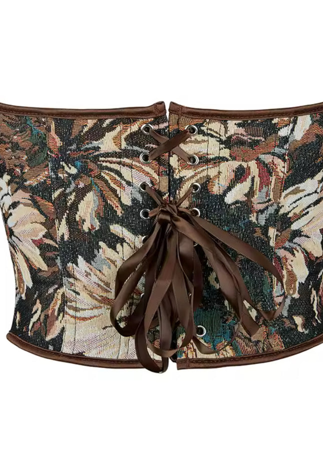 Vintage Floral Denim Corset Top