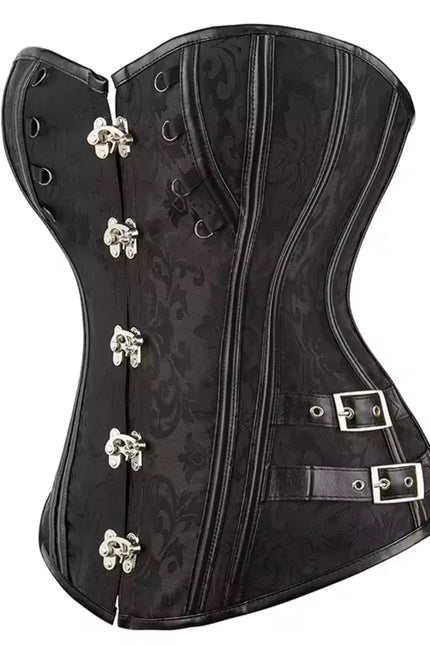 Brown Steampunk Overbust Corset – Brocade Faux Leather