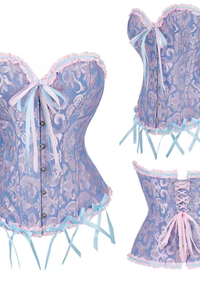 Jacquard Gothic Corset – Floral Embroidered