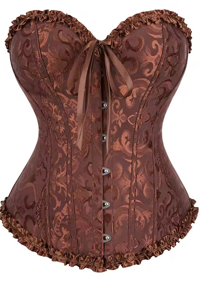 Jacquard Gothic Corset – Floral Embroidered