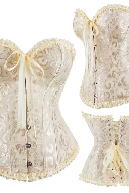 Jacquard Gothic Corset – Floral Embroidered