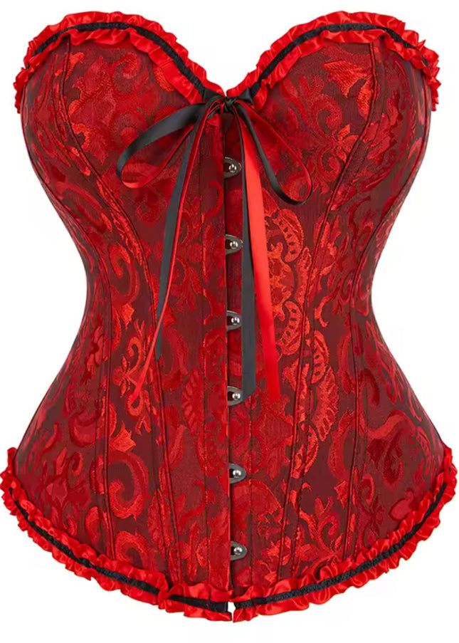 Jacquard Gothic Corset – Floral Embroidered