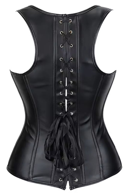 Women's Black Leather Corset Top