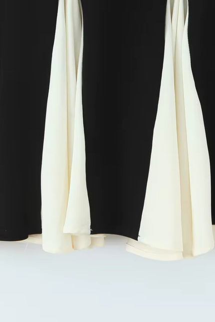 Spaghetti Strap Beige Black Mini Dress