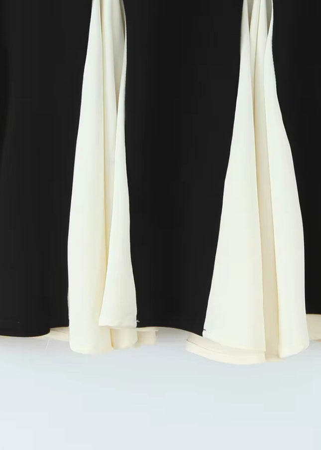 Spaghetti Strap Beige Black Mini Dress
